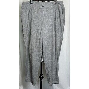 A New Day Pants Women’s 16 Gray Linen Blend Pleated Front Cuffed Straight Leg
